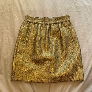 Gold mini skirt